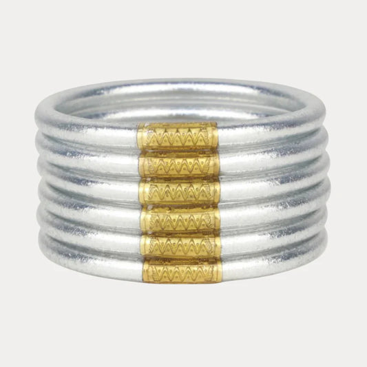 BuDhaGirl Silver All Weather Bangles (Set of 6) -Small