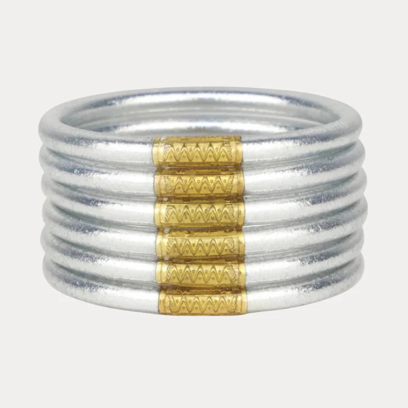 BuDhaGirl Silver All Weather Bangles (Set of 6) -Extra Large