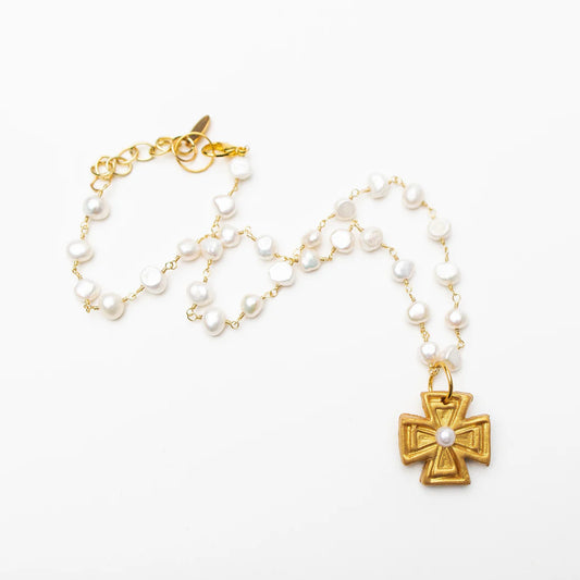 Freshwater Pearl Chain with Anna Pearl Cross by Hidden Truth