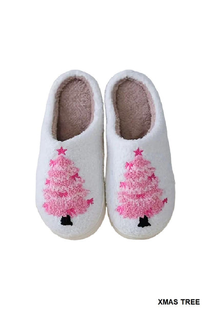 Christmas Tree Plush Cozy Slippers