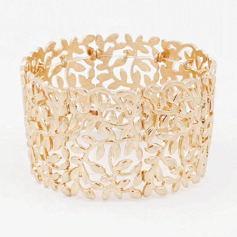 Cutout Leaf Cuff Bracelet