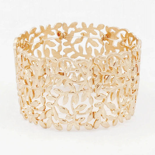Cutout Leaf Cuff Bracelet