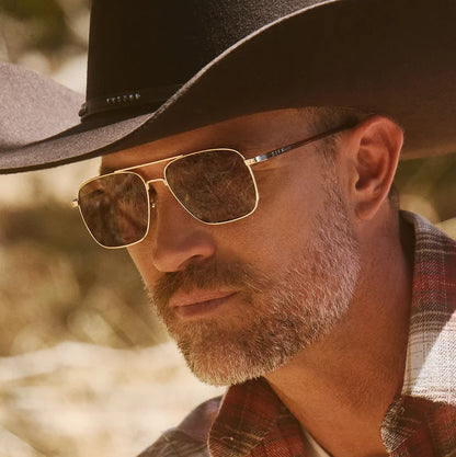 Rip Wheeler by DIFF-Western Gold Marbled Brown w/ Bold Brown Polarized Sunglasses