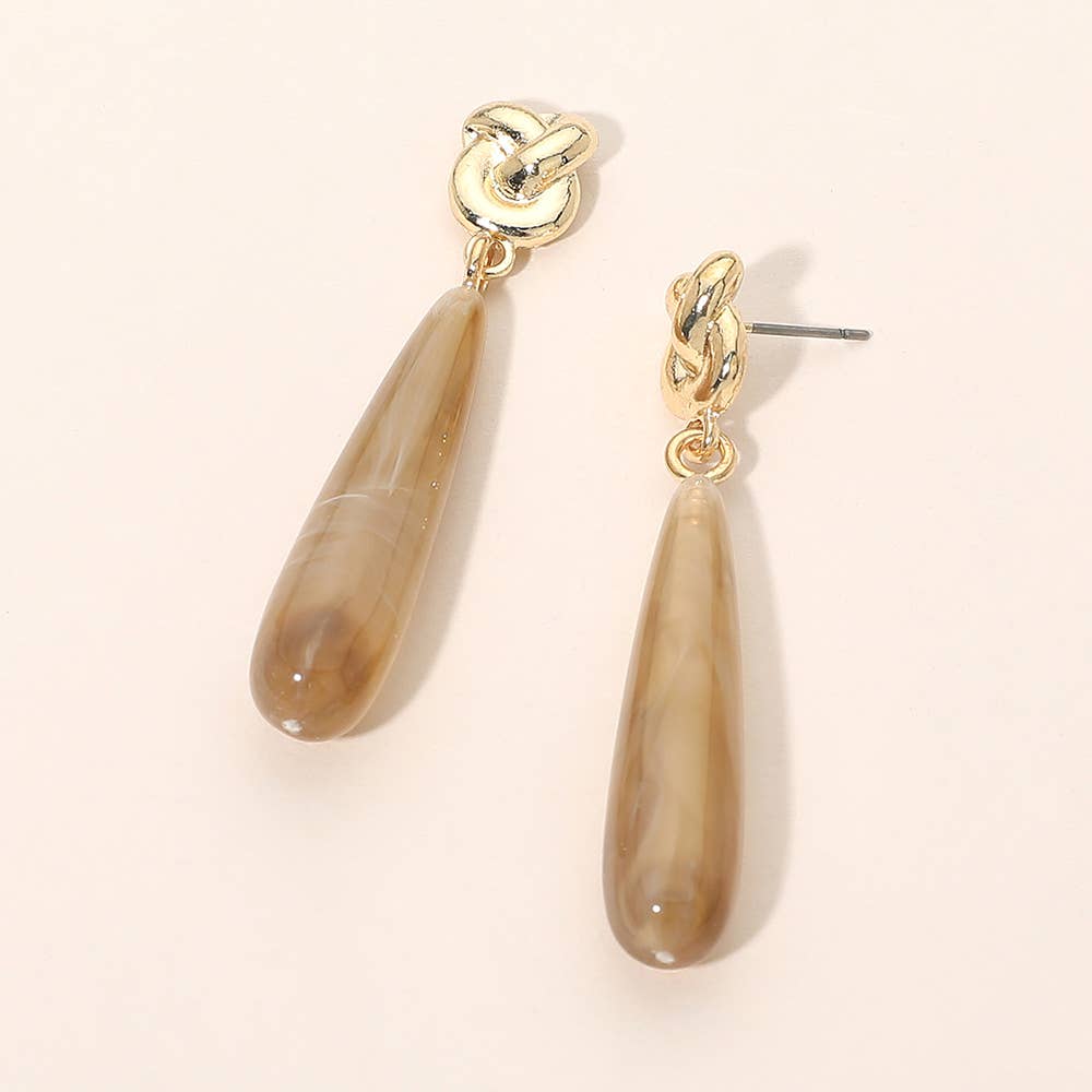 Knotted Top Resin Teardrop Drop Earrings