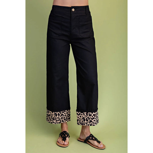 Pants with leopard cuff