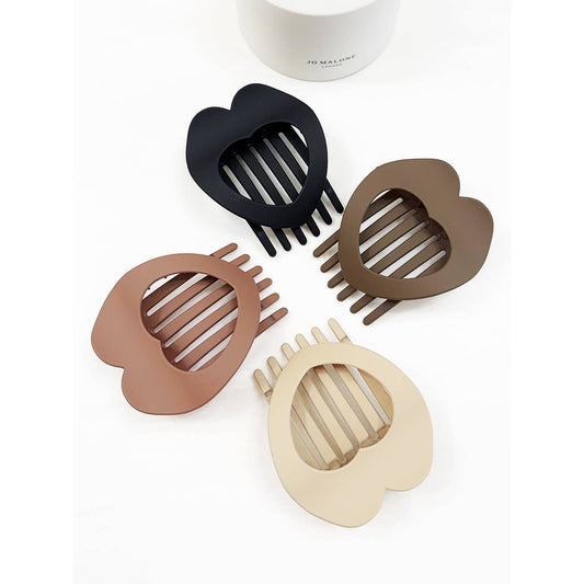 Heart Shape Matte Flat Hair Claw