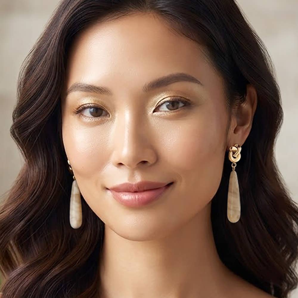 Knotted Top Resin Teardrop Drop Earrings