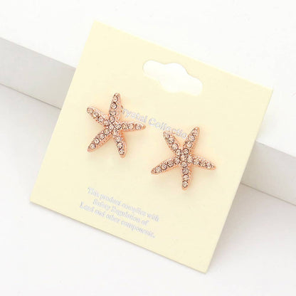 Crystal Starfish Stud Earrings
