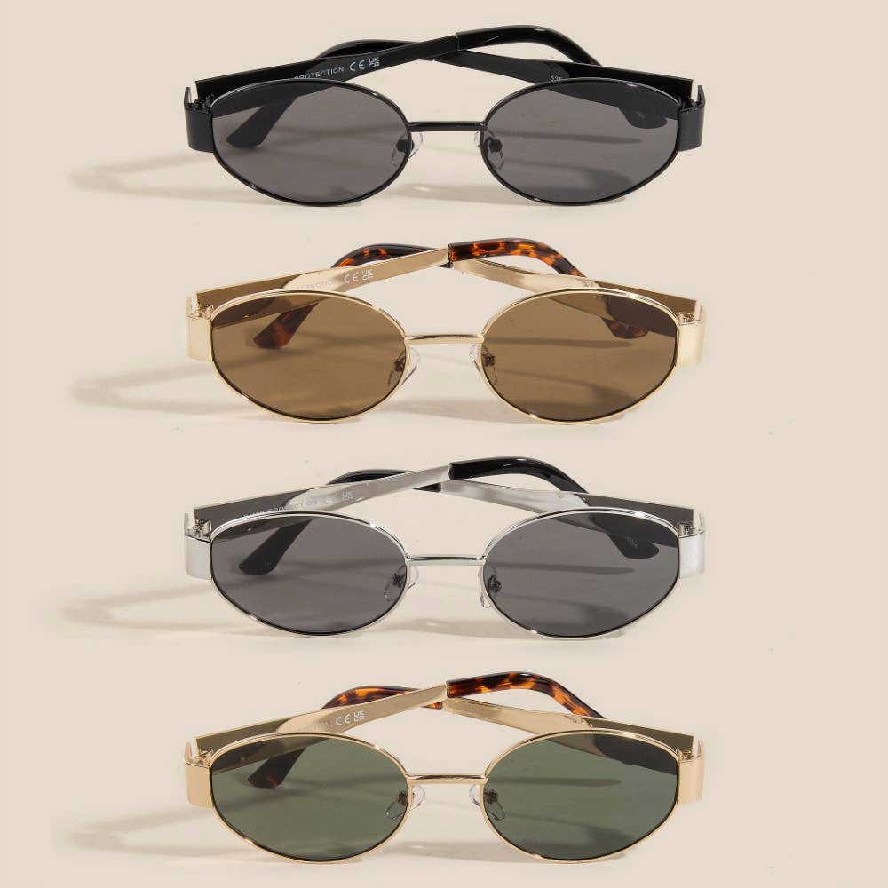 Metal Frame Oval Lens Sunglasses Set