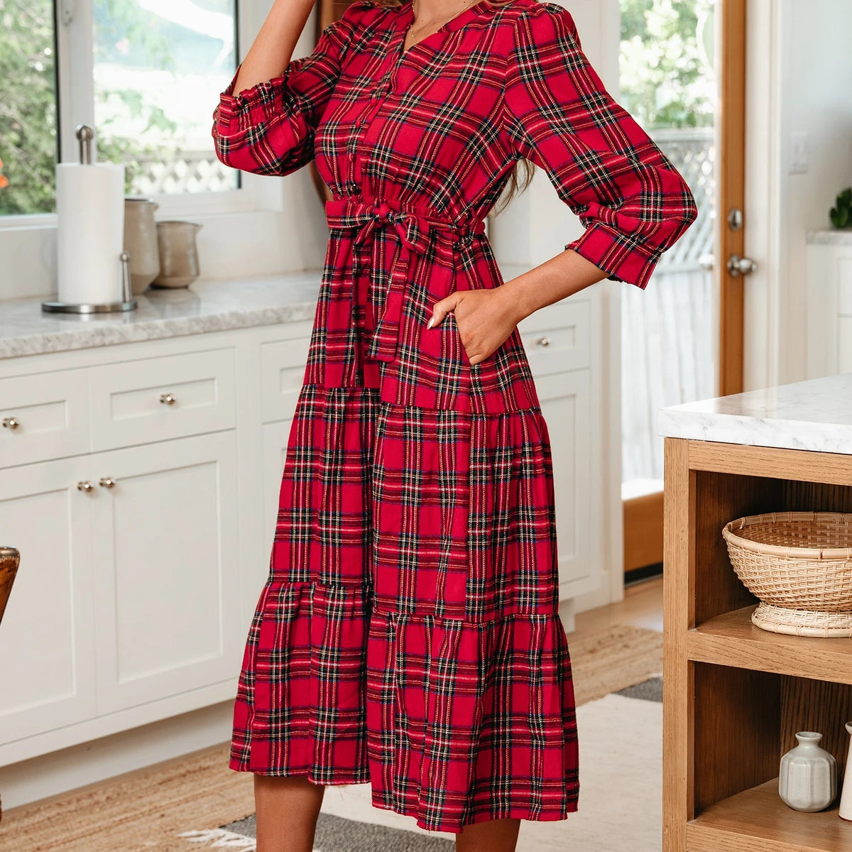 Holly & Joy Plaid Midi Dress 🎄