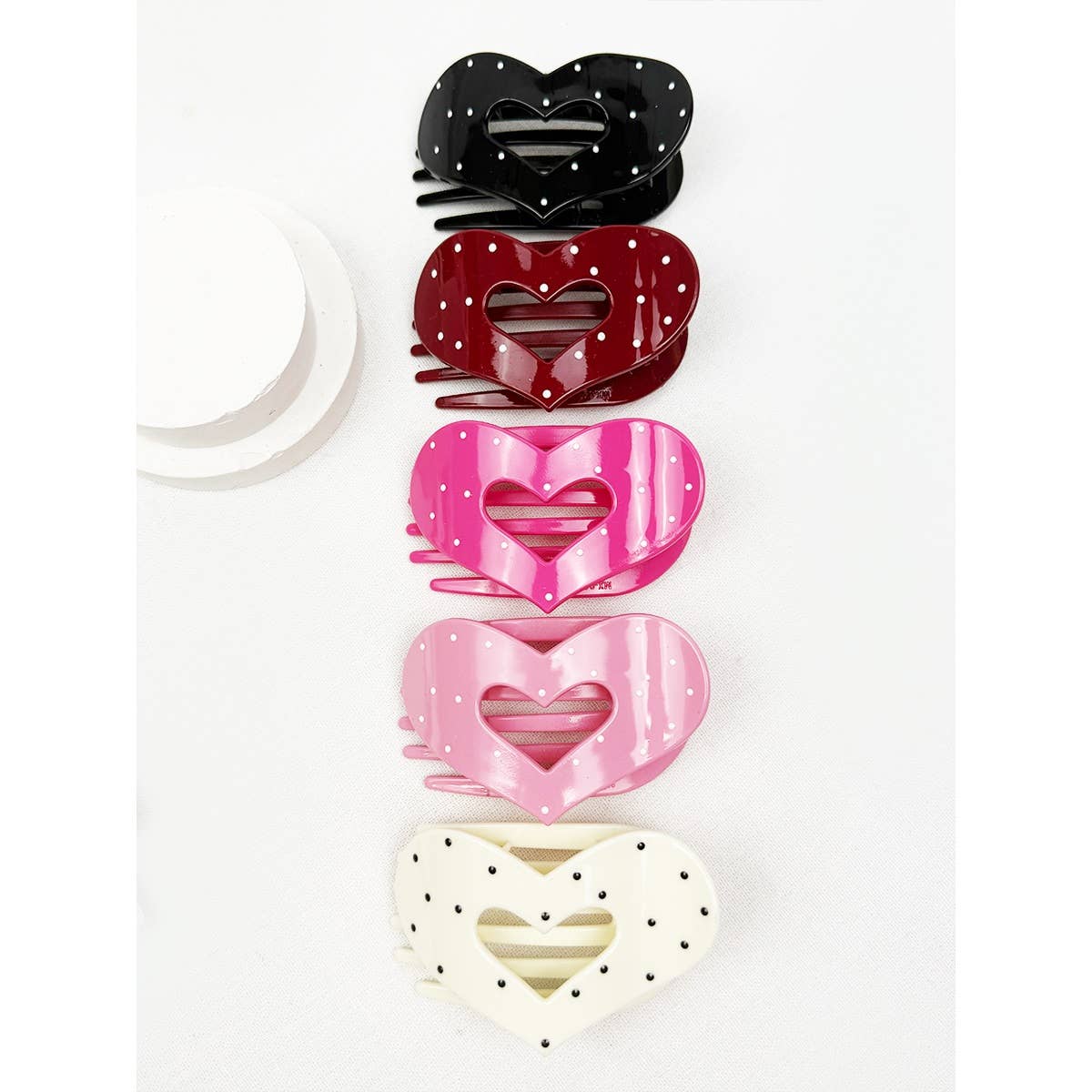 Polka Dot Heart Flat Hair Clip