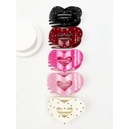 Polka Dot Heart Flat Hair Clip