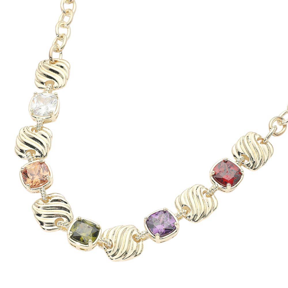 Gemstone Garden Necklace- 14K Gold Dipped