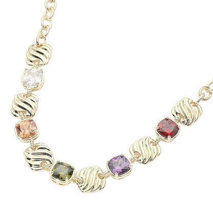 Gemstone Garden Necklace- 14K Gold Dipped
