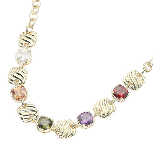 Gemstone Garden Necklace- 14K Gold Dipped