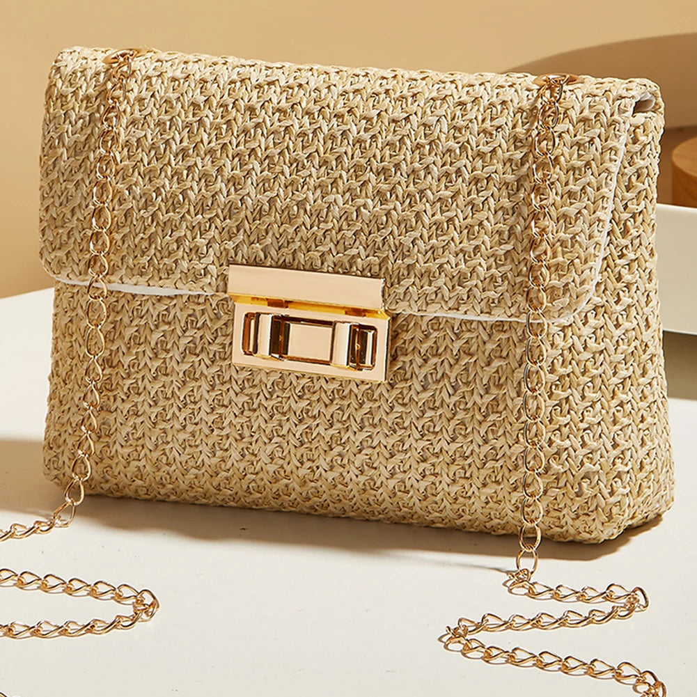 Sunlit Straw Clutch