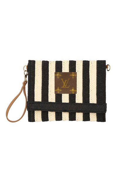 Louis Vuitton - Upcycled Striped Straw Clutch Wristlet Crossbody