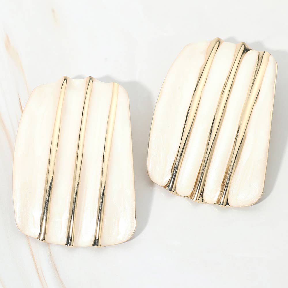 Enamel Geometric Plate Statement Earrings