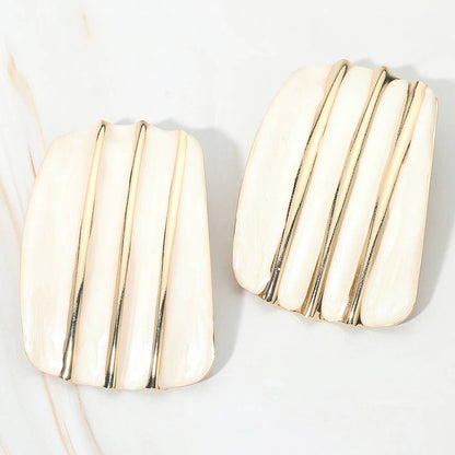 Enamel Geometric Plate Statement Earrings