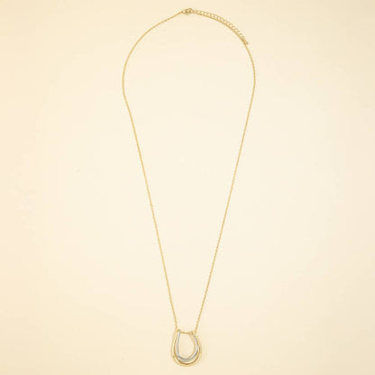 Horseshoe Pendant Necklace- Two Tone
