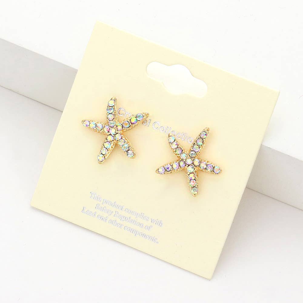 Crystal Starfish Stud Earrings