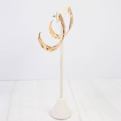 Livorno Textured Hoop Earring WR Gold
