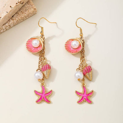 Starfish Shell Pendant Earrings