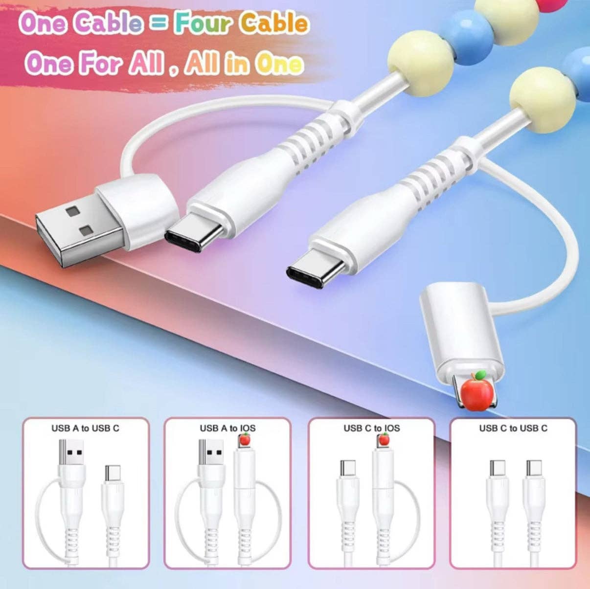 Pearl Beaded 4-in-1 Fast Charging Cable