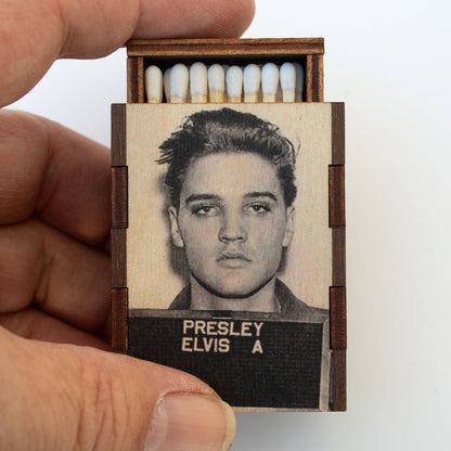 Elvis Mugshot Matches-Wooden Box
