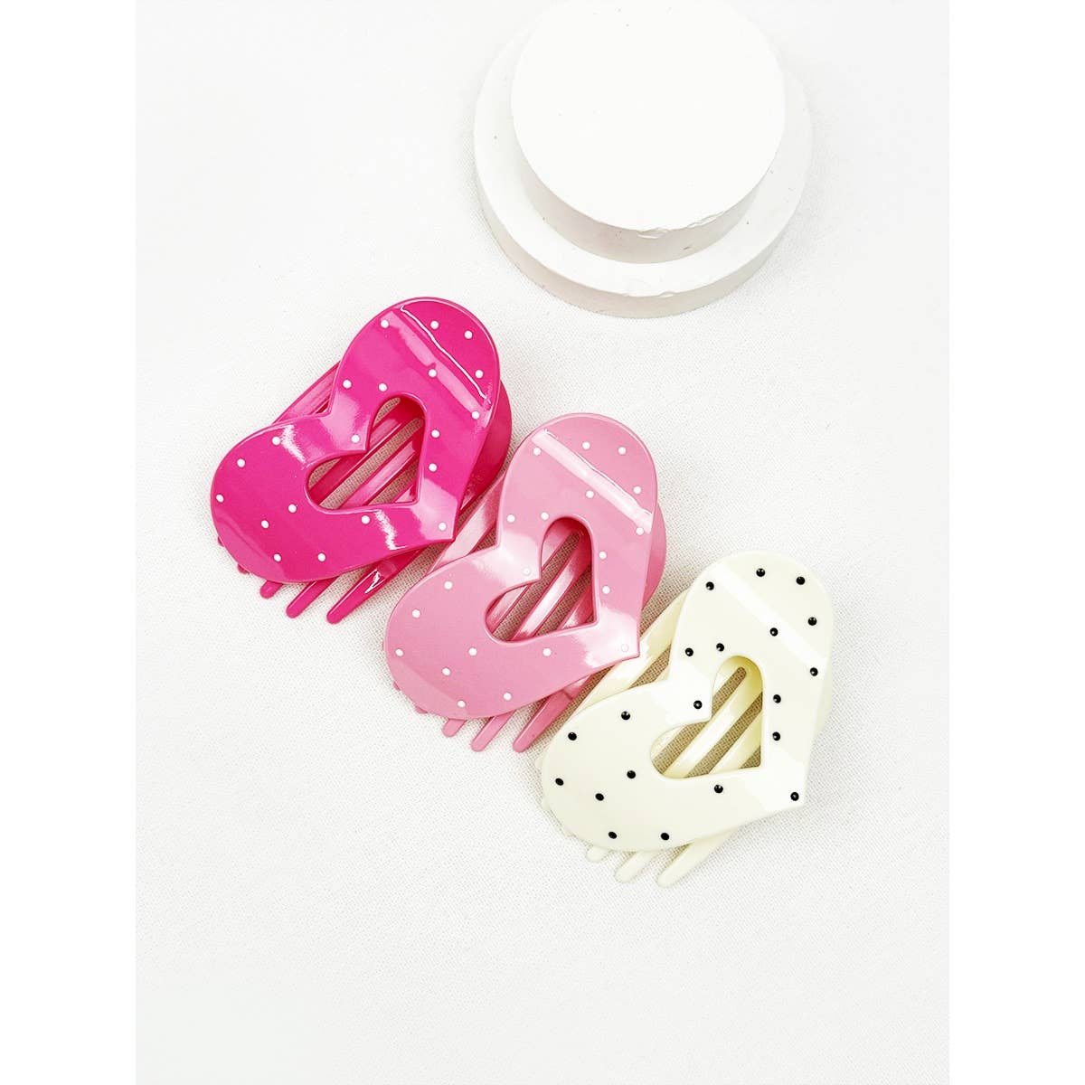 Polka Dot Heart Flat Hair Clip