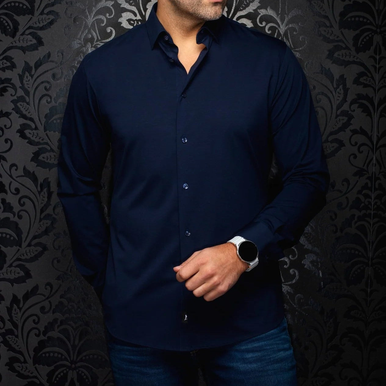 ALEXANDER L/S Shirt by Au Noir- Dark Navy