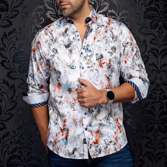 Cebu White Men's long sleeve woven shirt