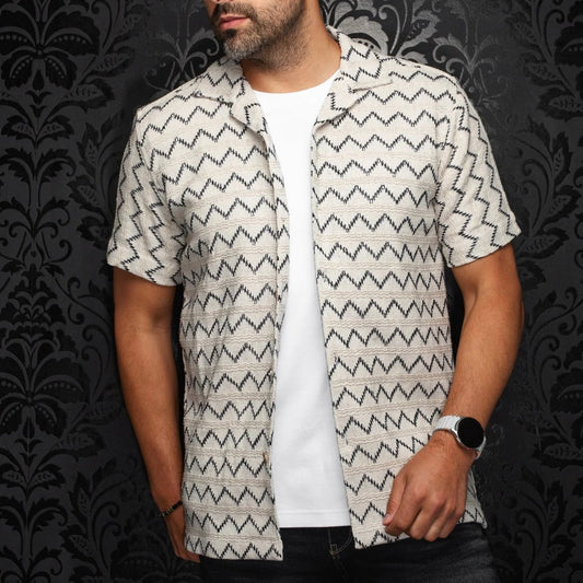 CHEMISE MANCHES COURTES COL OUVERT | RAJ-T, Stone