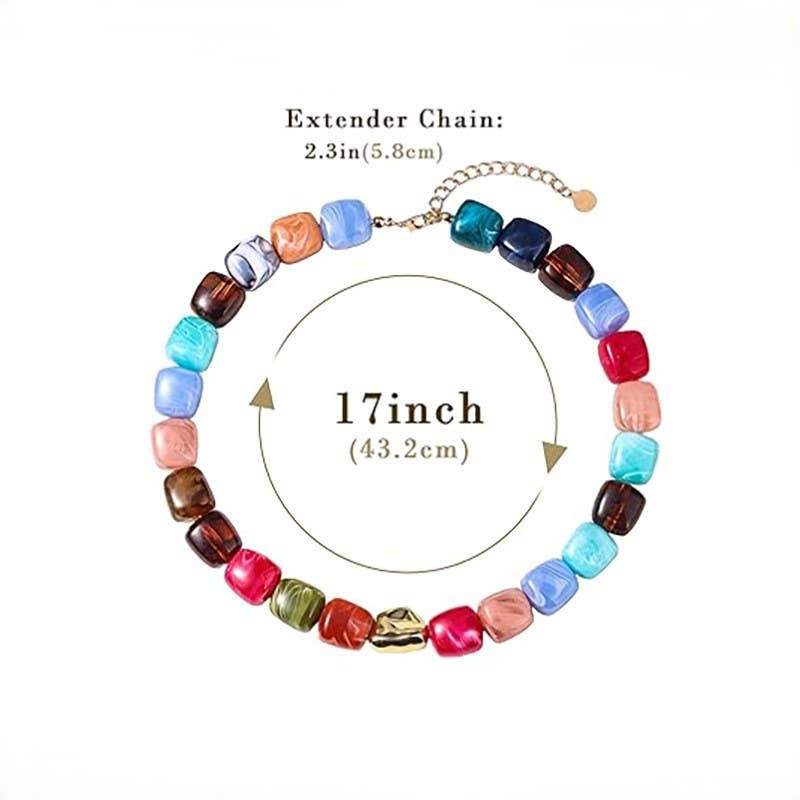 Adjustable Dopamine-Colored Resin Bead Necklace