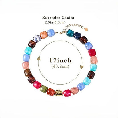 Adjustable Dopamine-Colored Resin Bead Necklace
