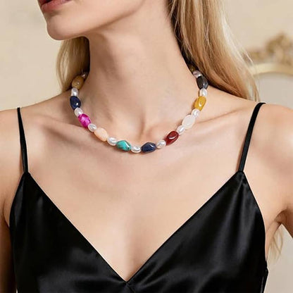Adjustable Dopamine-Colored Resin Bead Necklace