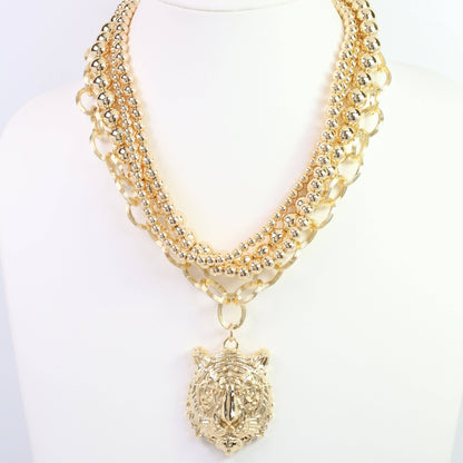 Bree Beaded Layered Necklace Tiger Gold by Caroline Hill