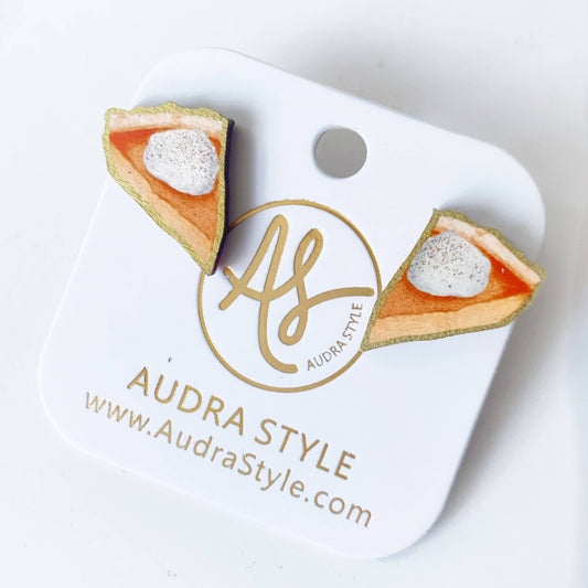 Fall Thanksgiving Statement Earring Pumpkin Pie Stud