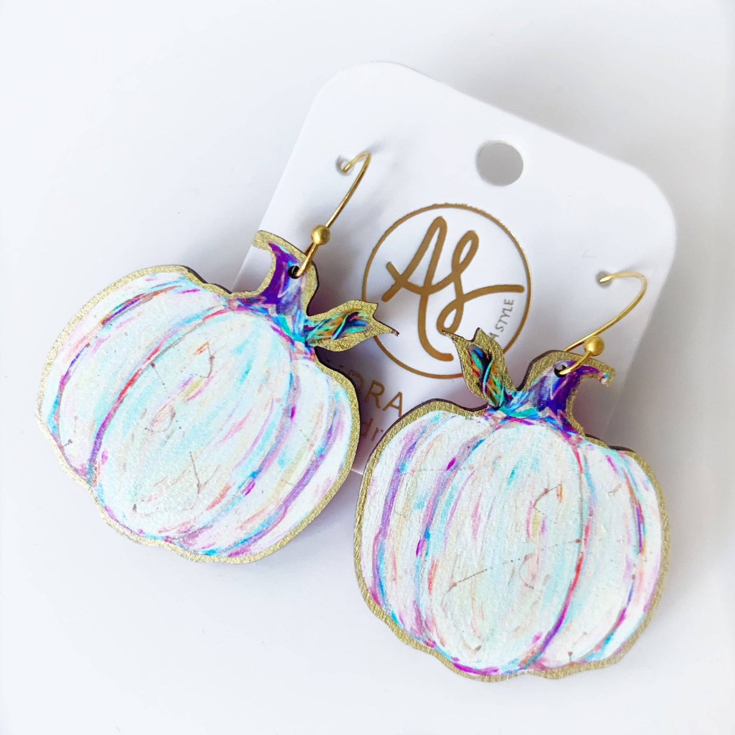 Fall Halloween Statement Earring White Pumpkin Dangle