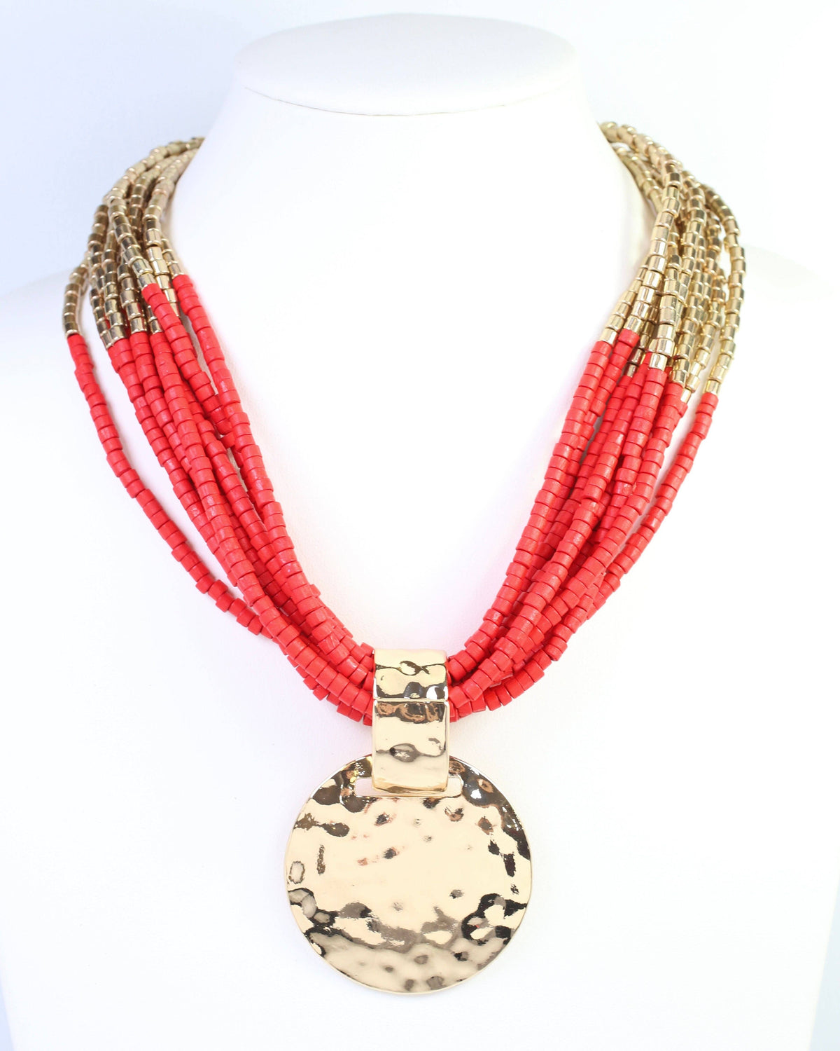 Marbella Layered Wooden Bead Necklace with Pendant by Caroline Hill