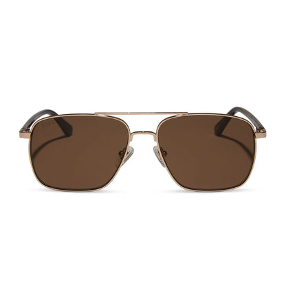 Rip Wheeler by DIFF-Western Gold Marbled Brown w/ Bold Brown Polarized Sunglasses