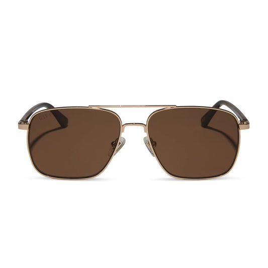 Rip Wheeler by DIFF-Western Gold Marbled Brown w/ Bold Brown Polarized Sunglasses