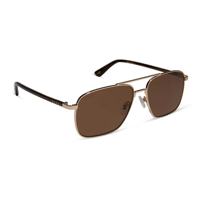 Rip Wheeler by DIFF-Western Gold Marbled Brown w/ Bold Brown Polarized Sunglasses