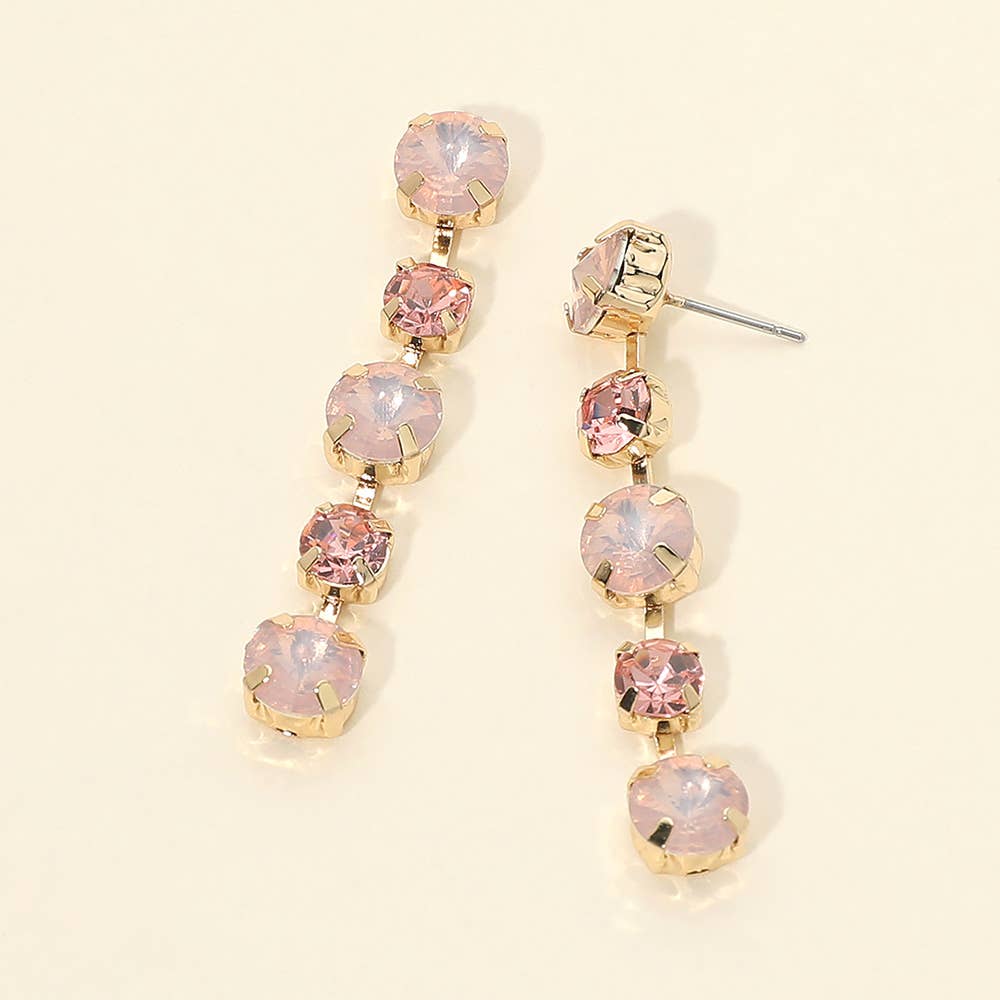 Round Stone Cluster Link Drop Earrings- Gold Dipped
