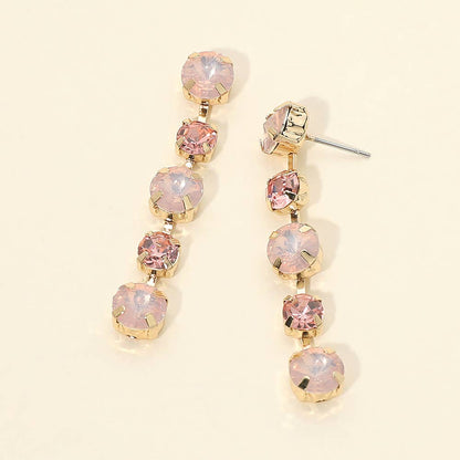 Round Stone Cluster Link Drop Earrings- Gold Dipped