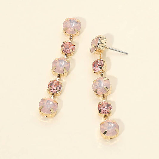 Round Stone Cluster Link Drop Earrings- Gold Dipped