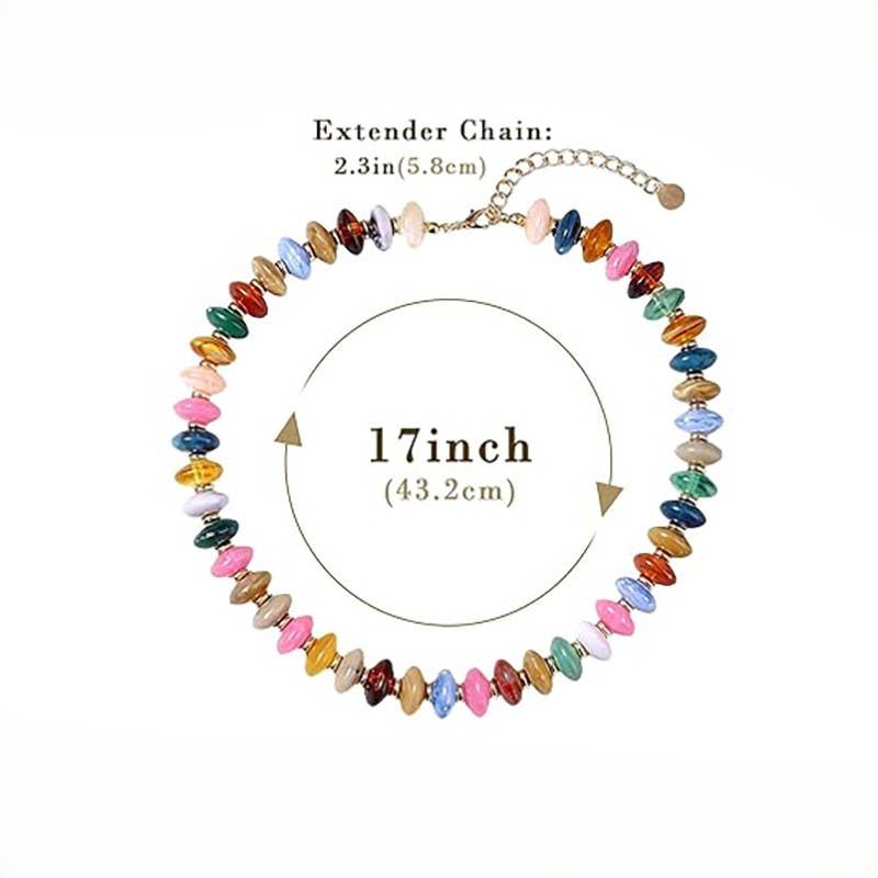 Adjustable Dopamine-Colored Resin Bead Necklace