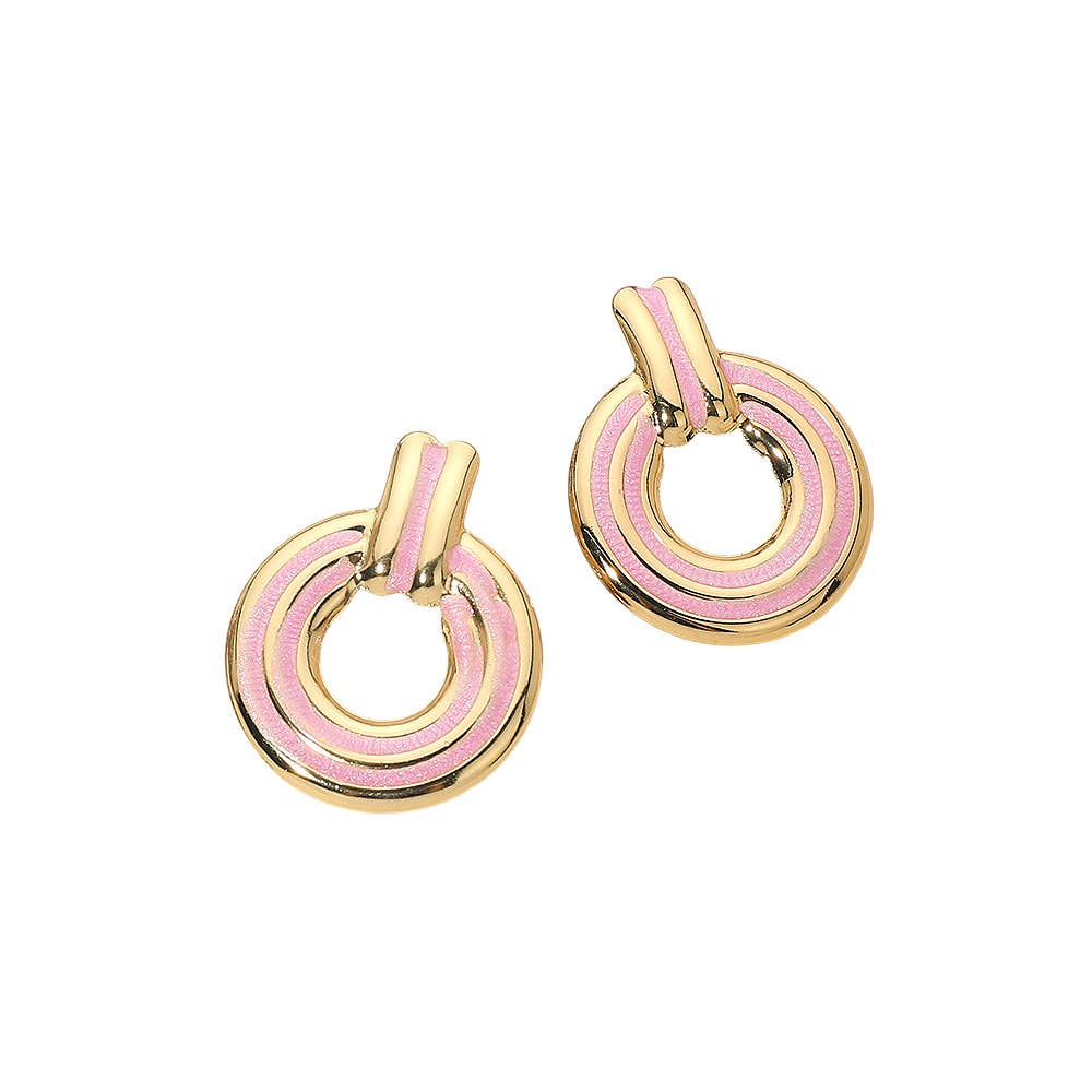 Enamel Door Knocker Earrings-Circle