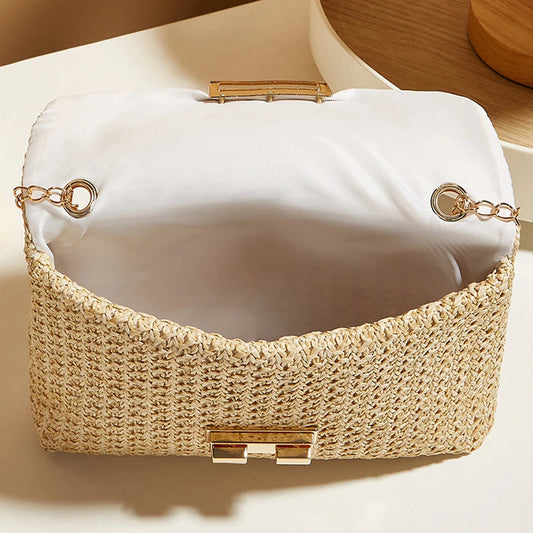 Sunlit Straw Clutch