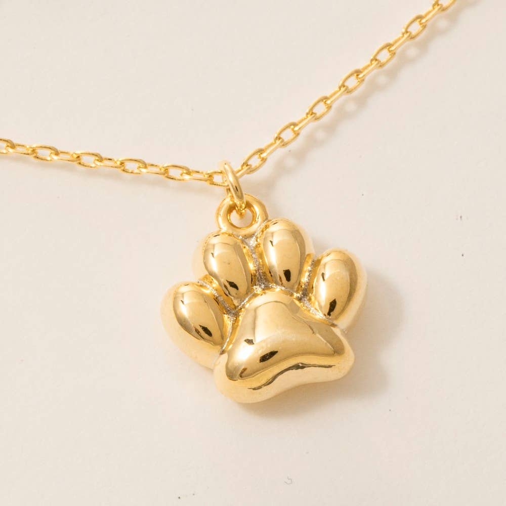 Paw Pendant Necklace- Gold Dipped